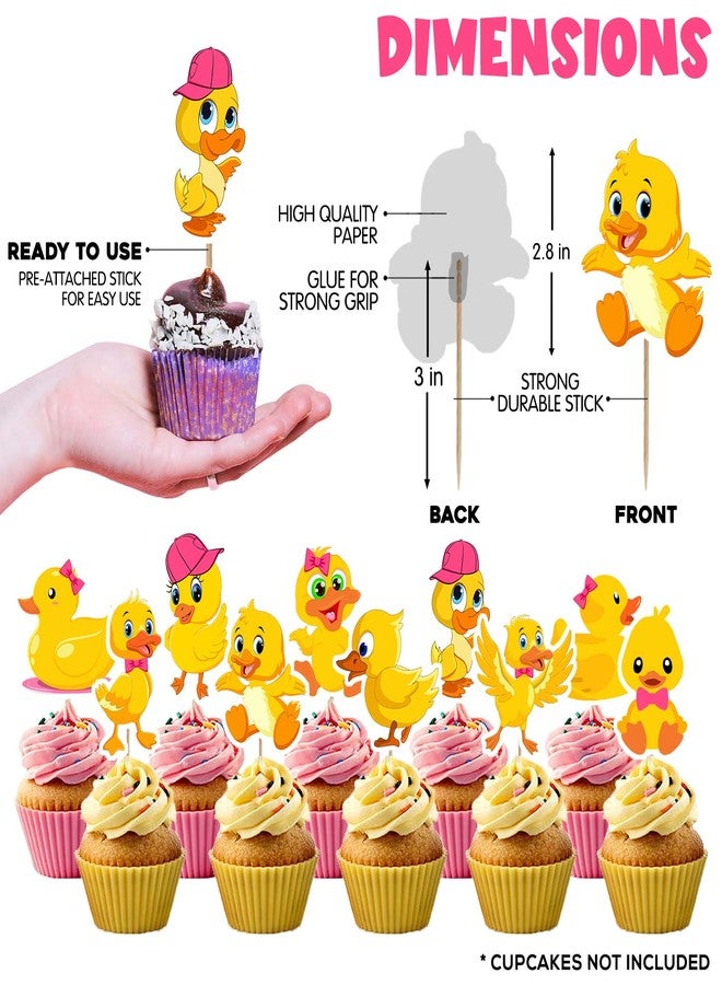 Zyozique 37 pcs Baby Duck Theme Party Decorations, Birthday Party Supplies Includes Happy Birthday Paper Banner , CakeTopper, Cupcake Toppers, Balloons for Kids Birthday Party Supplies - Image 4